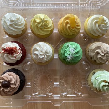 The Sweet Spot Bakery - Left to right, top to bottom:  Lychee, Durian, Mango, Lemon, Red Velvet, Vanilla, Pandan, Milk Tea, Coffee, Pistachio - Desserts Near Me - Duluth, Georgia