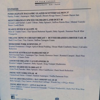Copley's - Menu 2 - New American Near Me - Palm Springs, California