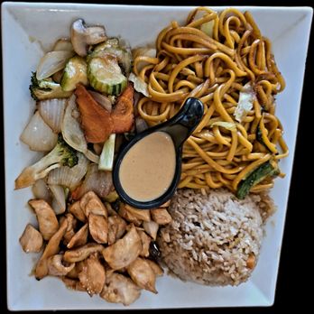Thai Fusion - Chicken teriyaki with stir-fried veggies, noodles, and fried rice - Thai Near Me - Mobile, Alabama Thai Fusion - Chicken teriyaki with stir-fried veggies, noodles, and fried rice - Thai Near Me - Mobile, Alabama