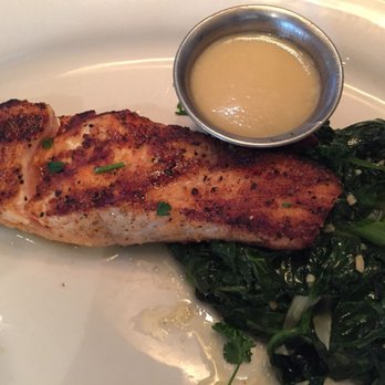 Pappadeaux Seafood Kitchen - Atlantic Salmon and Garlic Sautéed Spinach - Seafood Near Me - Austin, Texas