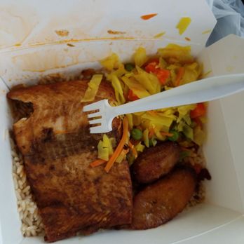 Yard Cooked Dishes - Salmon, jerk sauce is on the side. I asked for yellow rice and I got rice and peas - Caribbean Near Me - Charlotte, North Carolina Yard Cooked Dishes - Salmon, jerk sauce is on the side. I asked for yellow rice and I got rice and peas - Caribbean Near Me - Charlotte, North Carolina