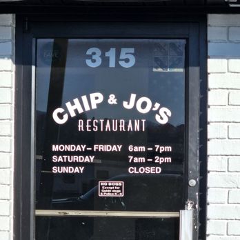Chip & Jo's - The glass door entrance to the restaurant with the Hours of Operation listed there. - Southern Near Me - Salem, Virginia Chip & Jo's - The glass door entrance to the restaurant with the Hours of Operation listed there. - Southern Near Me - Salem, Virginia