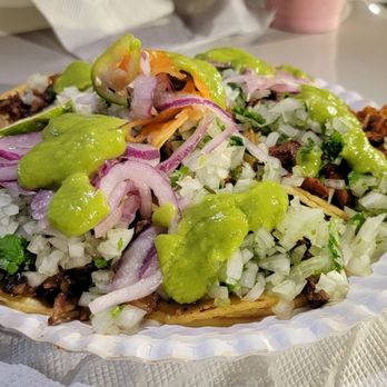 Tacos El May - Al pastor, suadero and asada tacos loaded up with salsa and veggies! - Street Vendors Near Me - Westminster, California