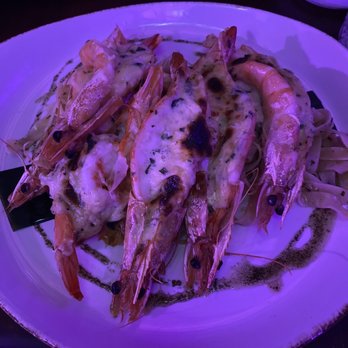 La Gaviota - Garlic Parmesan-Stuffed Shrimp with Fettuccine - So Yummy! - Seafood Near Me - Zihuatanejo, GRO
