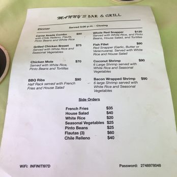 Manny's - Menu - Mexican Near Me - Puerto Vallarta, JAL