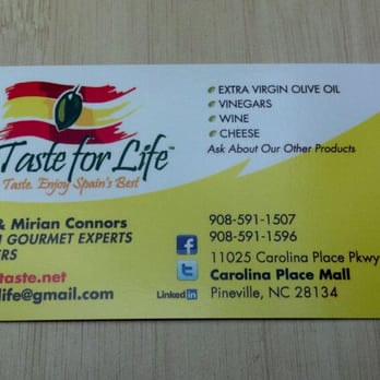 A Taste for Life - a business card on a table - Specialty Food Near Me - Pineville, North Carolina