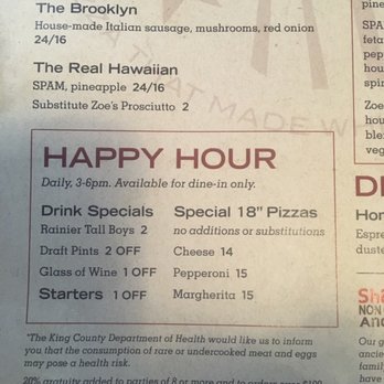 Proletariat Pizza - Happy Hour Menu (3-6 PM Daily) - Pizza Near Me - Seattle, Washington
