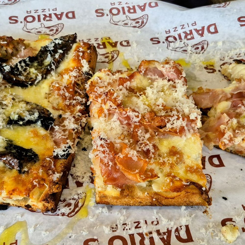 Dario’s Pizza - 6-26-25. Ground sausage, caramelized onions and mushroom slice on left and a prosciutto slice (cut in half) on right. Both were excellent. - Pizza Near Me - West Hempstead, New York Dario’s Pizza - 6-26-25. Ground sausage, caramelized onions and mushroom slice on left and a prosciutto slice (cut in half) on right. Both were excellent. - Pizza Near Me - West Hempstead, New York