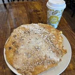The Union Market  - One of the specials (January 2025) -- Lemon Blueberry Pancakes topped with streusel and lemon glaze