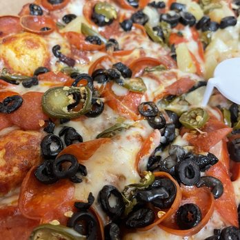 Mountain Mike's Pizza - Pepperoni, olives, and jalapeños. - Pizza Near Me - San Jose, California Mountain Mike's Pizza - Pepperoni, olives, and jalapeños. - Pizza Near Me - San Jose, California
