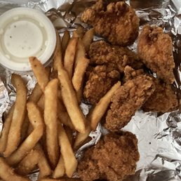 Chicken and fries Chicken and fries