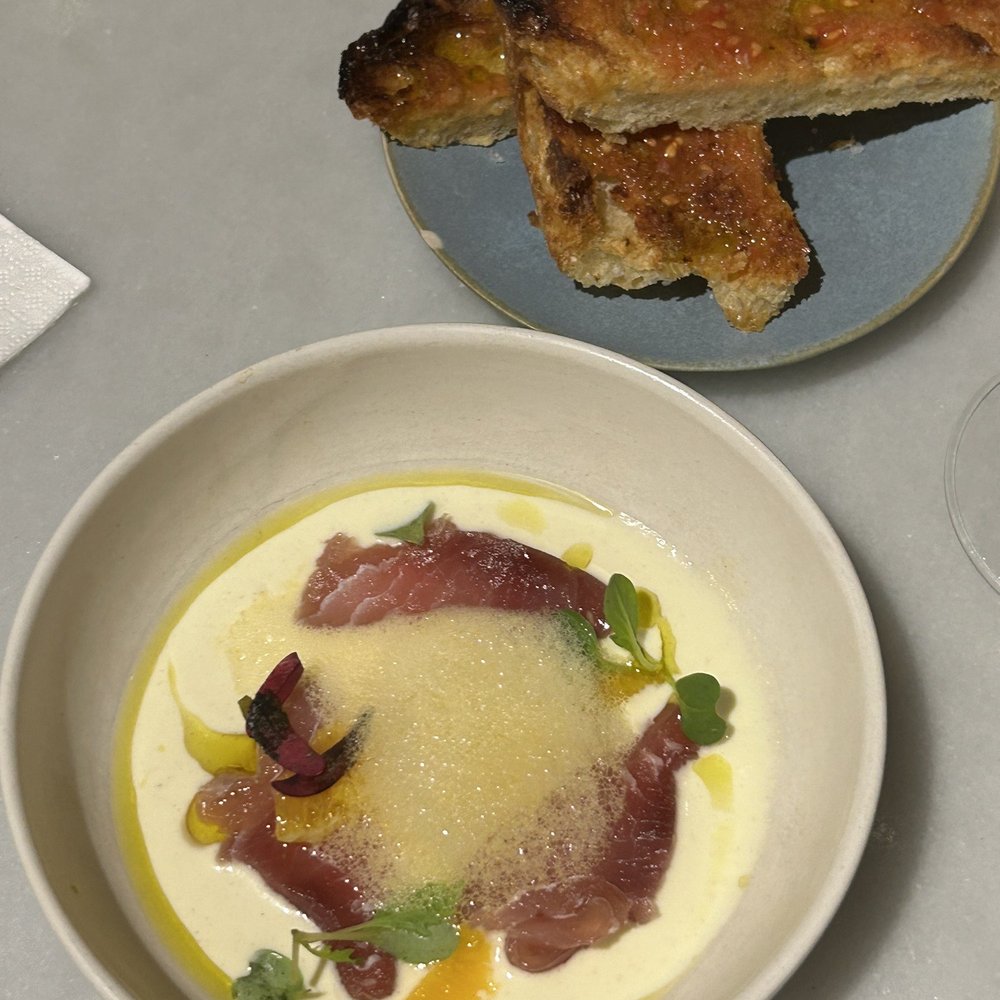 La Pubilla - Tomato bread top and smoked tuna fish (bottom) - Mediterranean Near Me - Barcelona, B La Pubilla - Tomato bread top and smoked tuna fish (bottom) - Mediterranean Near Me - Barcelona, B