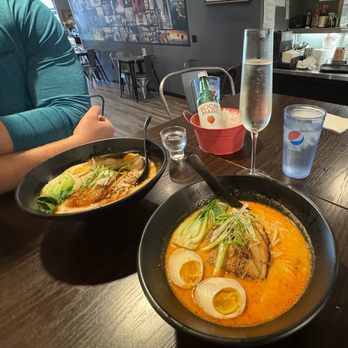 Asiatique Eatery - Tonkotsu (left) and Rib Eye Ramen (right) - Asian Fusion Near Me - Ventura, California Asiatique Eatery - Tonkotsu (left) and Rib Eye Ramen (right) - Asian Fusion Near Me - Ventura, California