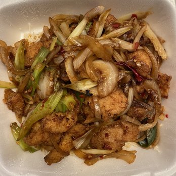 Happy Garden Restaurant - Mongolian Fish reduced amount of fish, but generously appointed rest. - Chinese Near Me - Chico, California