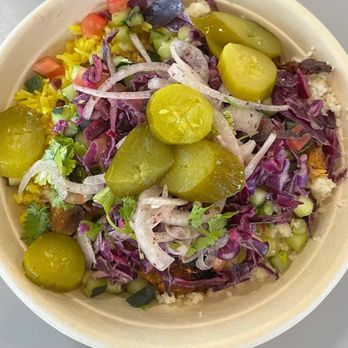 Naf Naf Grill - So hi Ken shawarma bowl with all the veggies 1/2 rice 1/2 couscous - Middle Eastern Near Me - Greenup, Illinois Naf Naf Grill - So hi Ken shawarma bowl with all the veggies 1/2 rice 1/2 couscous - Middle Eastern Near Me - Greenup, Illinois