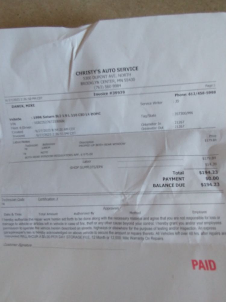 CHRISTY’S AUTO SERVICE Updated September 2024 5300 Dupont Ave N