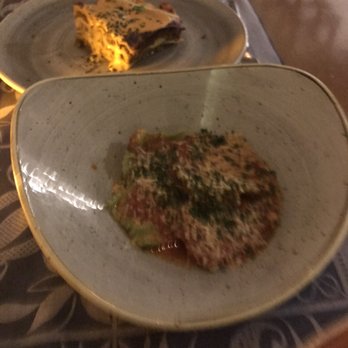 Lorenzo's - Lasagna top and ravioli bottom. Ravioli good, lasagna not so good. - Italian Near Me - Cancún, AGU