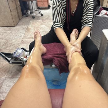 Day Spa Nails - Legs being massaged - Nail Salons Near Me - Fort Worth, Texas