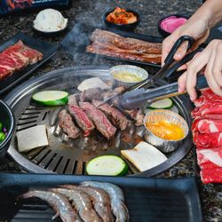 I Can Barbecue Korean Grill - Fountain Valley - Top Sirloin Steak, Thinly Sliced Beef Brisket, Shrimp, Marinated Boneless Short Ribs etc.