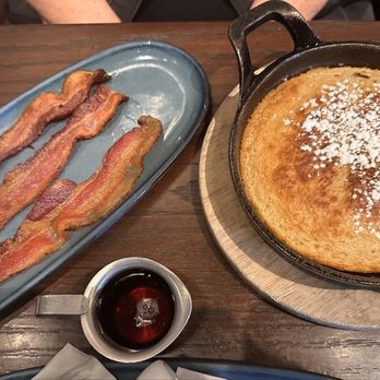 Timberline Craft Kitchen & Cocktails - Cinnamon Sugar Cast Iron Pancake with a extra side of bacon - Cocktail Bars Near Me - Silverthorne, Colorado Timberline Craft Kitchen & Cocktails - Cinnamon Sugar Cast Iron Pancake with a extra side of bacon - Cocktail Bars Near Me - Silverthorne, Colorado