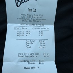 Receipt where manager said my gift card was declined - another employee rung me up