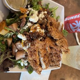 I got the North Georgia salad with fried Chicken. Delicious the dressing was so good. I got the North Georgia salad with fried Chicken. Delicious the dressing was so good.