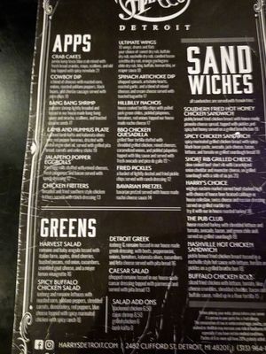 Menu photo 1 Harry's Detroit Bar & Grill Detroit, MI Menu photo 1 Harry's Detroit Bar & Grill Detroit, MI