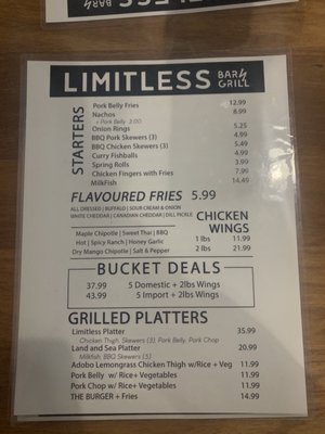 Menu photo 7 LIMITLESS Bar & Grill Thornhill, ON