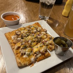 Chisos Mountains Lodge - Really great Buffalo chicken flatbread with jalapeños and extra Buffalo sauce. The crust was very good.