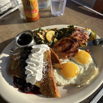 Millie's Cafe - Blueberry FRENCH TOAST combo with ham SAUTEED VEGGIES & eggs - Breakfast & Brunch Near Me - Los Angeles, California Millie's Cafe - Blueberry FRENCH TOAST combo with ham SAUTEED VEGGIES & eggs - Breakfast & Brunch Near Me - Los Angeles, California