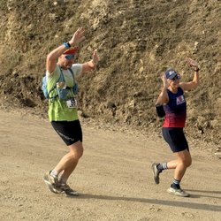 Two runners on the trail