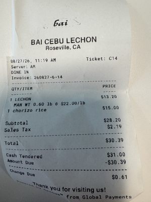 Menu photo 2 Bai Cebu Lechon Roseville, CA
