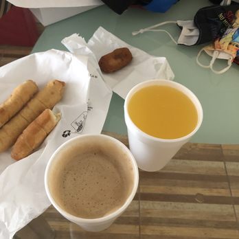 Casa Potin Bakery - Café con leche, fresh OJ, cheese tequeños and chicken croqueta. - Bakeries Near Me - Hialeah, Florida