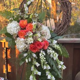 Spray on grapevine wreath for funeral Spray on grapevine wreath for funeral