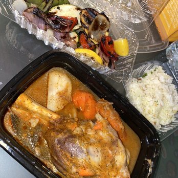 Mediterranean Kitchen - Lamb Shank -comes with side of rice Grilled Veggie Skewers - Mediterranean Near Me - Burlingame, California Mediterranean Kitchen - Lamb Shank -comes with side of rice Grilled Veggie Skewers - Mediterranean Near Me - Burlingame, California