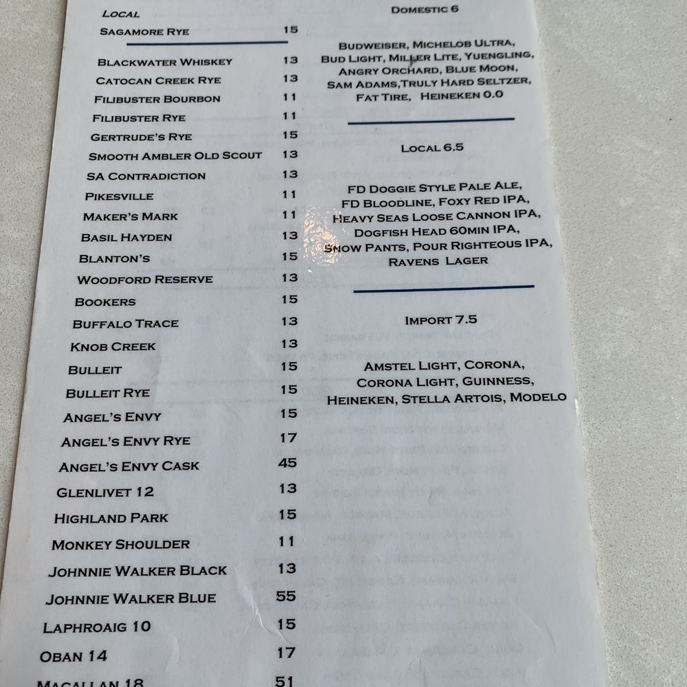 Watertable - Whiskey Menu - New American Near Me - Baltimore, Maryland Watertable - Whiskey Menu - New American Near Me - Baltimore, Maryland