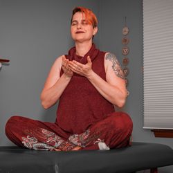 LMH Custom Teas & Herbs - Owner & founding member of LMH Custom Teas & Herbs LLC Briana McCallum cleansing work space for an upcoming reiki session photo shoot