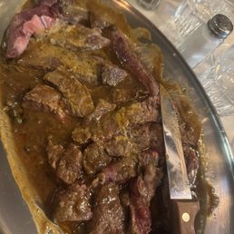This was my steak frites. I think they microwaved it. T This was my steak frites. I think they microwaved it. T