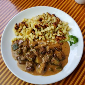 Swiss Hibiscus - So glad we got to try this special of the week: Beef Stroganoff with Spatzli... so delicious! - Modern European Near Me - Portland, Oregon Swiss Hibiscus - So glad we got to try this special of the week: Beef Stroganoff with Spatzli... so delicious! - Modern European Near Me - Portland, Oregon