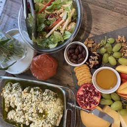 Pesto chicken, apple walnut salad, and charcuterie board Pesto chicken, apple walnut salad, and charcuterie board