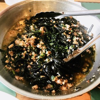 The Daily Catch - Black pasta aglio olio! - Italian Near Me - Boston, Massachusetts