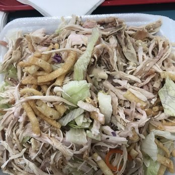 Koolau Drive Inn - Oriental chicken salad aka Lettuce with chicken with wonton pieces. Sweet pink dressing on the side. - Burgers Near Me - Kaneohe, Hawaii Koolau Drive Inn - Oriental chicken salad aka Lettuce with chicken with wonton pieces. Sweet pink dressing on the side. - Burgers Near Me - Kaneohe, Hawaii