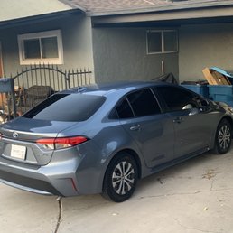 Rear view of the Corolla hybrid 2022 with fresh tint