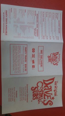 Menu photo 1 Dave's Cosmic Subs Hudson, OH