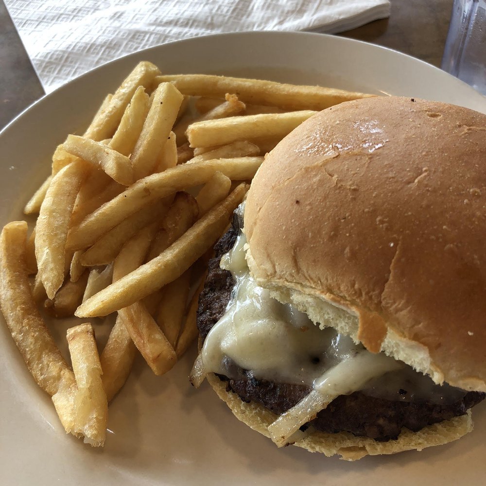 The Mushroom & Onion Cheeseburger was fit to be my snack.
