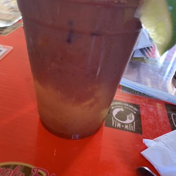Dillon's at Western Trails Ranch - See all the vodka in the bottom?  Bloody Mary mix was too frozen to mix in. - Barbeque Near Me - Morristown, Arizona