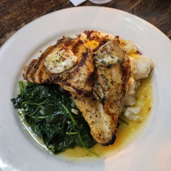 Hudson Grille - Little 5 Points - Herb Chicken with mash and spinach - Sports Bars Near Me - Atlanta, Georgia Hudson Grille - Little 5 Points - Herb Chicken with mash and spinach - Sports Bars Near Me - Atlanta, Georgia