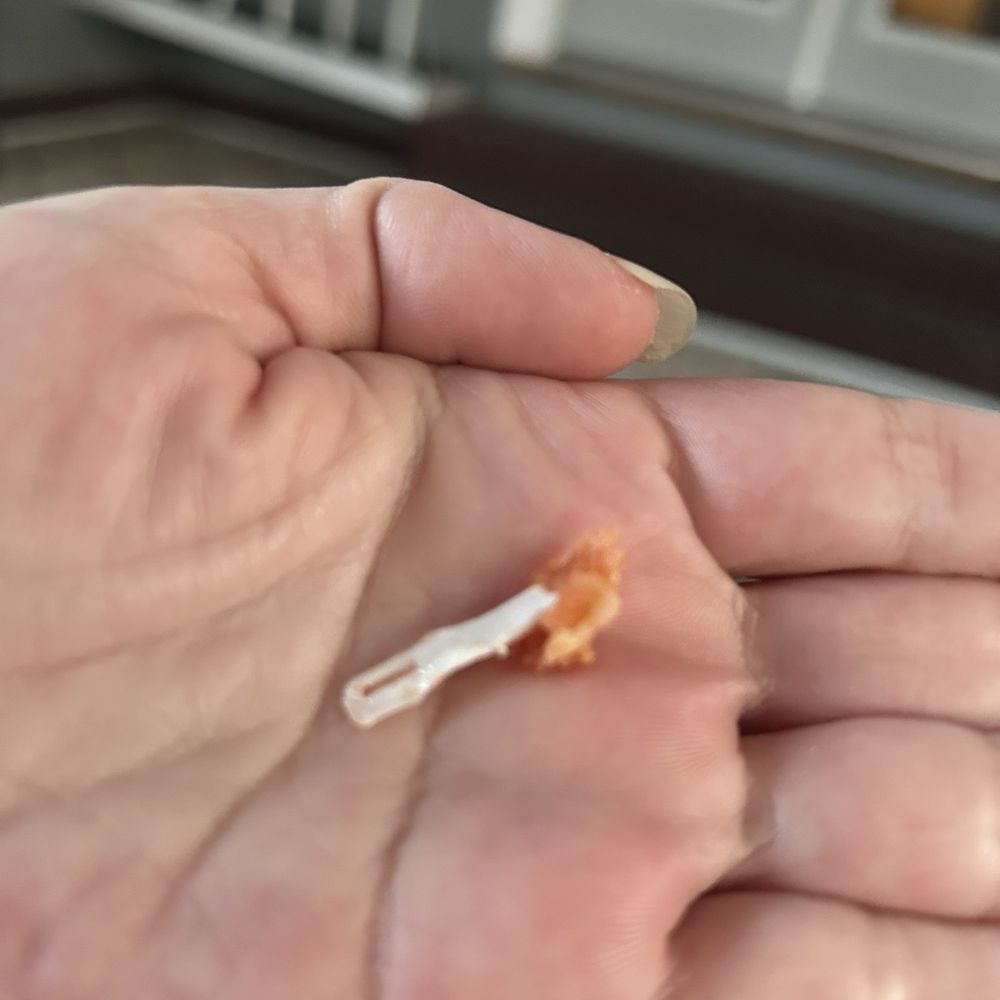 This was found in my husband's first bite.  Not okay.