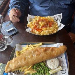 Fish and chips and the Mac and cheese fries Fish and chips and the Mac and cheese fries