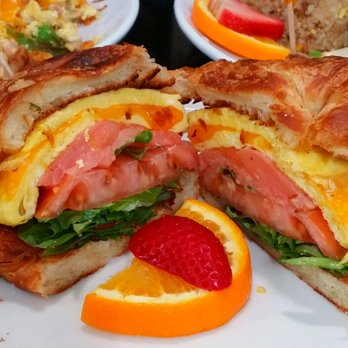 Sweet E's Cafe - Croissant sandwich with egg, cheese, lox, lettuce - Cafes Near Me - Honolulu, Hawaii